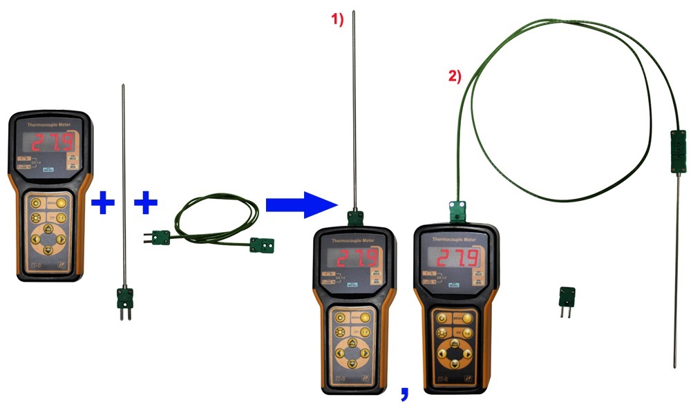 Пример использования комплекта измерителя температуры портативного ИТ-8-К, соединительного кабеля СК-1 и датчика К1-ВП
